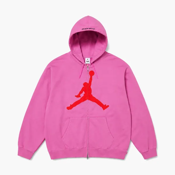 Supreme x Jordan Zip Up Hooded Sweatshirt Pink