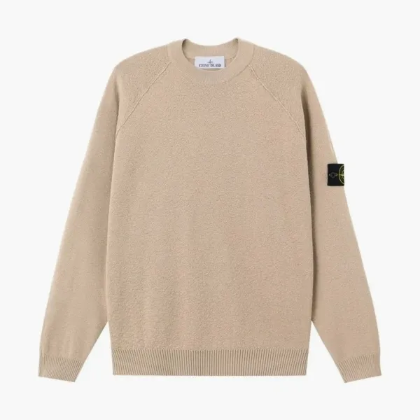 Stone Island Light Raw Hand Organic Cotton Crewneck Jumper Desert