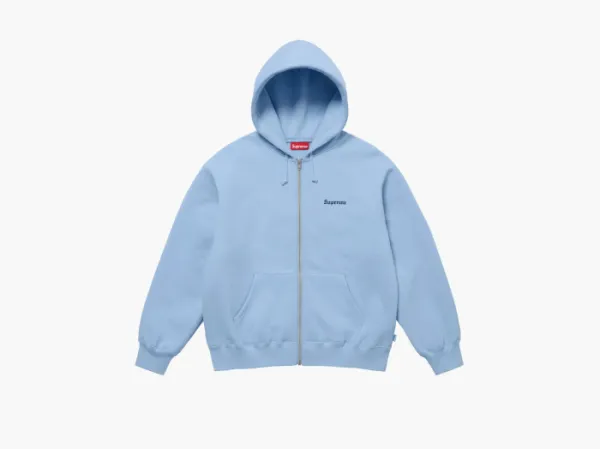 Supreme Crest Zip Up Hooded Sweatshirt Light Blue