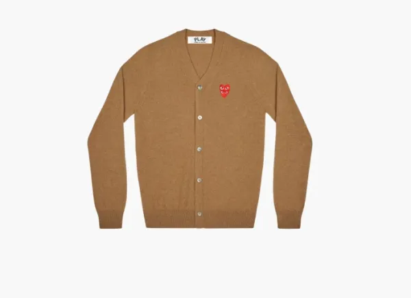 COMME des GARCONS PLAY Cardigan Red Emblem Brown