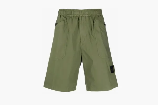 Stone Island Stretch Cotton Tela Paracadute Bermuda Shorts Olive