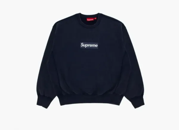 Supreme Washed Box Logo Crewneck Navy