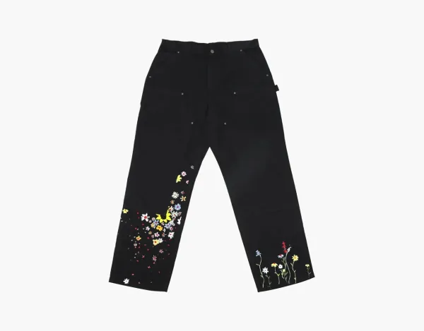 Carhartt Double Knee Floral Carpenter Pants Black