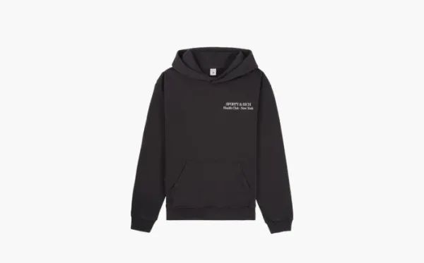 Sporty & Rich New Drink More Water Cotton Hoodie Black