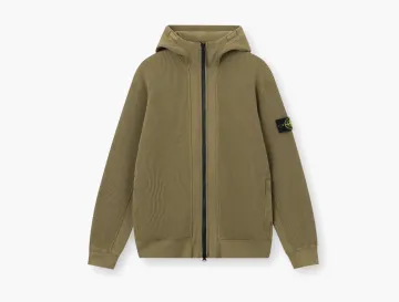 Stone Island Organic Cotton Waffle Fleece Sweatshirt Military Green