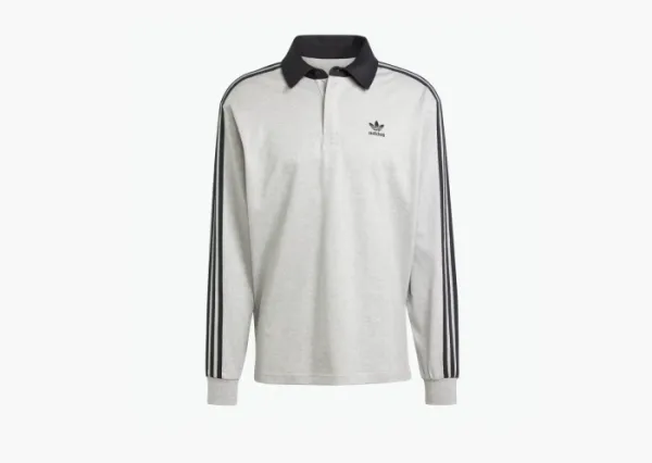 Adidas Originals Adicolor Rugby Polo Shirt Medium Grey Heather / Black