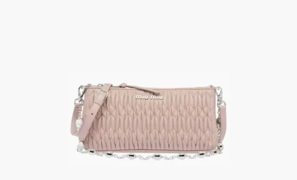 MIU MIU Matelassé Crossbody Bags Wallets Egg White Stone Color