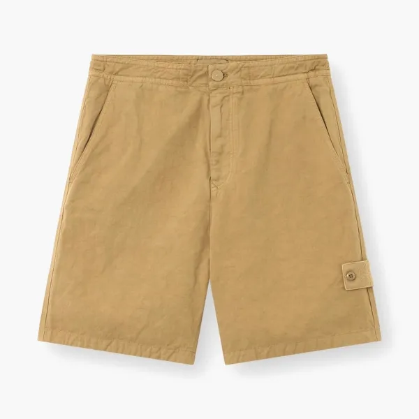 Stone Island Cotton Linen Canvas S.I. Ghost Shorts Dark Beige