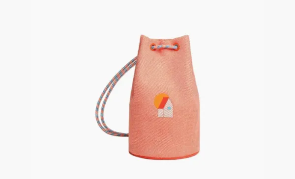 HERMES Canvas Clutch Canvas Bag Flame Orange