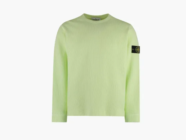 Stone Island Compass Patch Crewneck Jumper Light Green