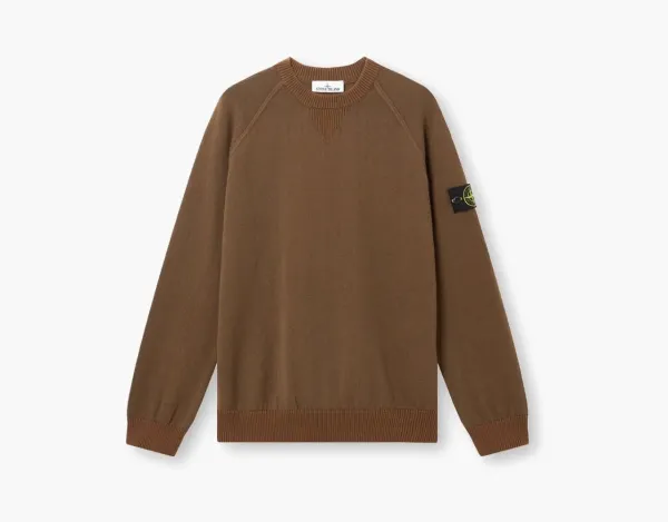 Stone Island Raw Hand Organic Cotton Crewneck Jumper Umber