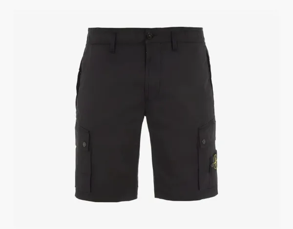 Stone Island Supima Cotton Cargo Shorts Black