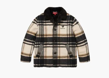 Supreme Plaid Car Coat Cream