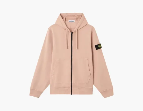 Stone Island Organic Cotton Fleece Hooded Sweatshirt Plaster Pink