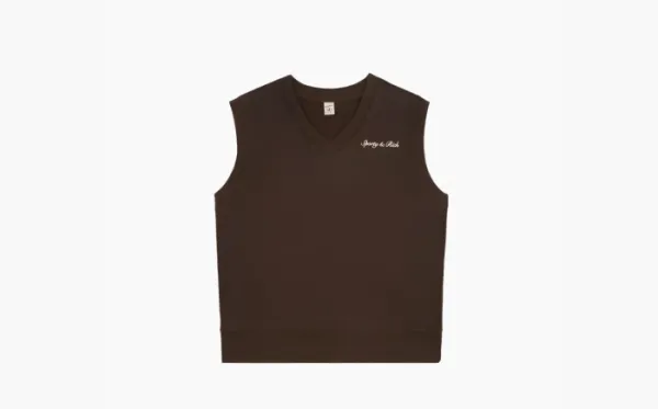 Sporty & Rich Syracuse Embroidered Cotton Vest Brown
