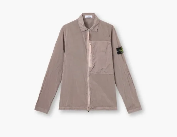 Stone Island Nylon Metal In Econyl Overshirt with Pocket and Two-Way Zip Antique Rose
