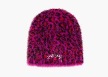 Stussy Leopard Pattern Skullcap Pink