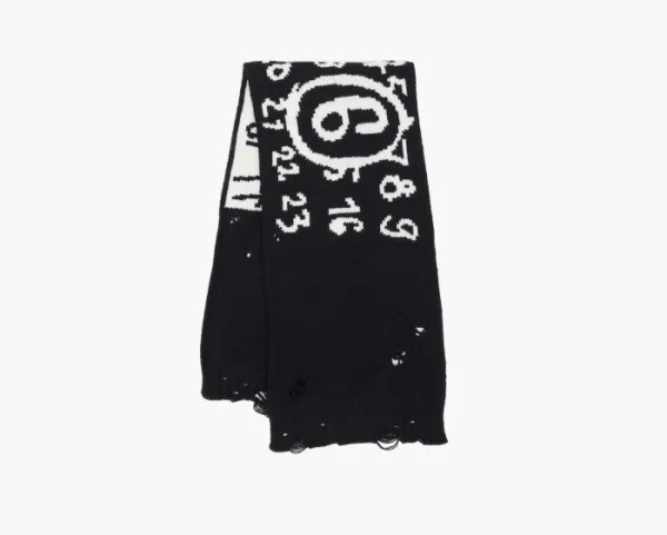 MM6 Maison Margiela Numbers-Motif Virgin Wool Scarf