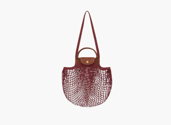 Longchamp Le Pliage Filet Top Handle Bag  Mahogany