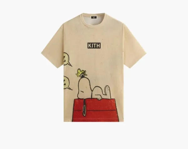 Kith For Peanuts Sleeping Doghouse Comic Vintage Tee Sandrift