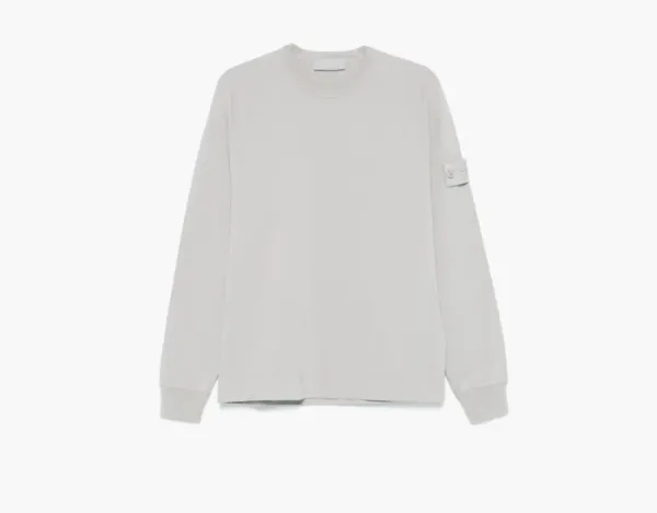 Stone Island Crewneck Sweatshirt with Ribbed Details Dusty Grey