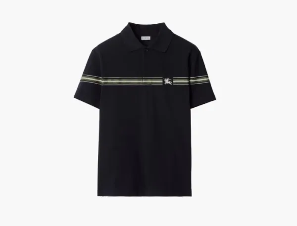 Burberry Striped Cotton Polo Shirt  Indigo