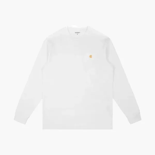 Carhartt WIP Chase Logo Long Sleeve White