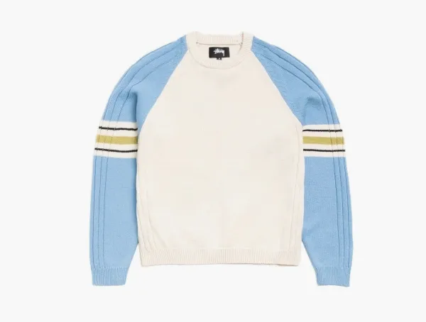 Stussy Stripe Raglan Crew Blue
