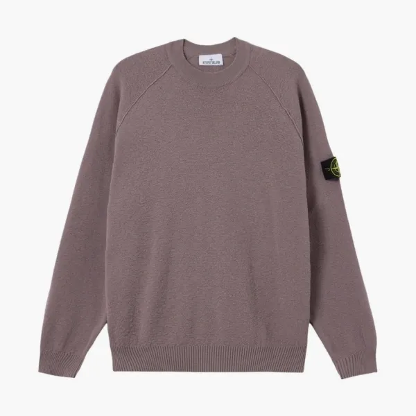 Stone Island Light Raw Hand Organic Cotton Crewneck Jumper Purple Grey