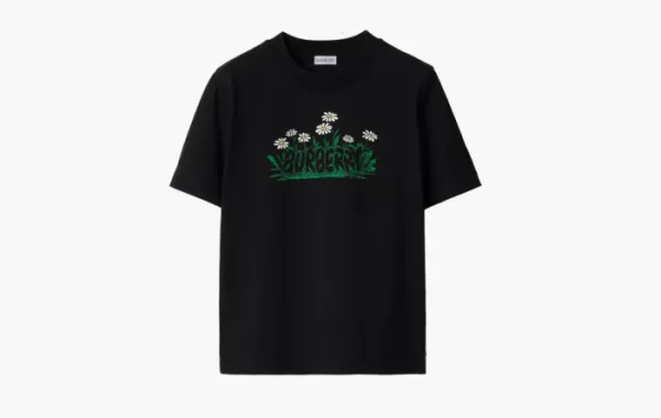 Burberry Daisy Logo Cotton T-shirt  Black