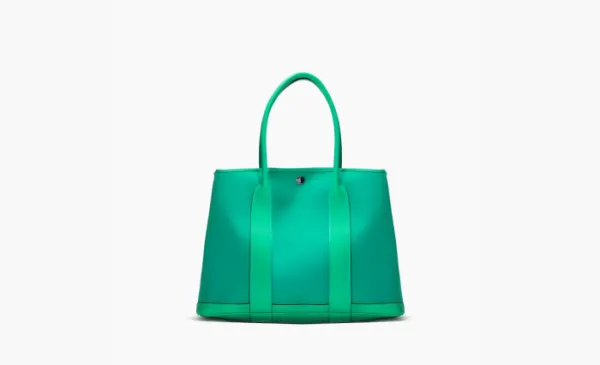 HERMES Garden Officer Canvas With Negonda Cow Leather Canvas Bag Verona Green/Mint Green