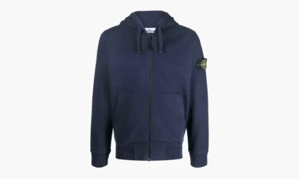 Stone Island Brushed Cotton Full Zip Hoodie Navy