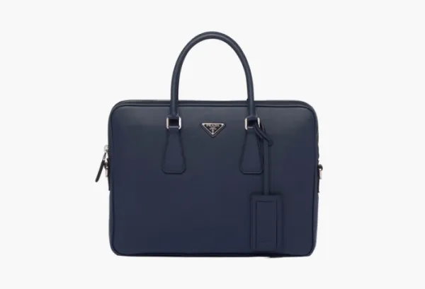 Prada Saffiano Leather Work Bag Baltic Blue