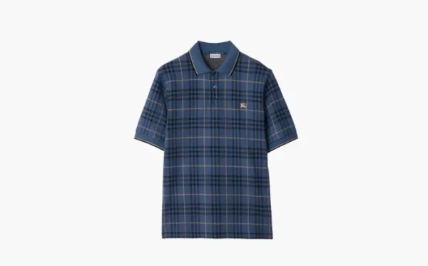 BurberryCheck Cotton Polo Shirt Blue