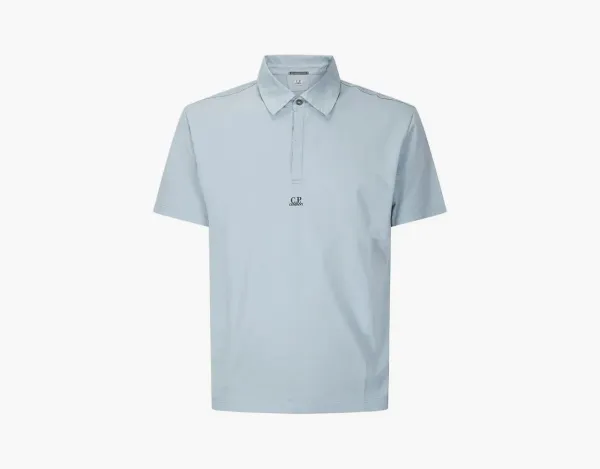 C.P. Company Mercerized Jersey Gasato Polo Shirt Silver Blue