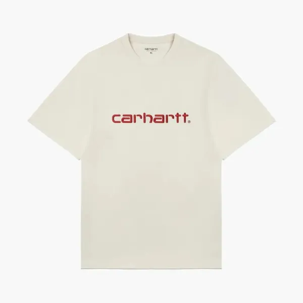 Carhartt WIP Script Logo T-Shirt Cream Red