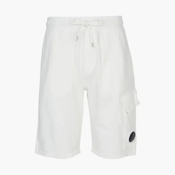 C.P. Company Light Fleece Lens Cargo Shorts White