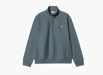 Carhartt WIP Half Zip American Script Sweatshirt Office Blue