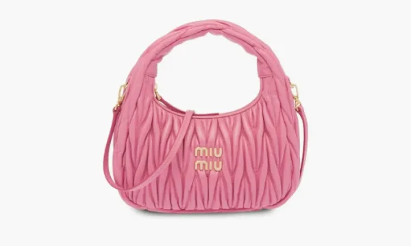 Miu Miu Wander Matelasse Nappa Leather Hobo Bag Pink