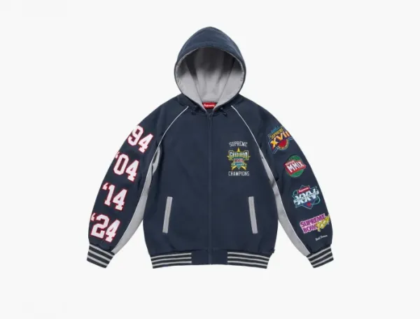 Supreme Playoffs Zip Up Hooded Sweatshirt Navy
