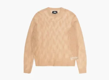Stussy Loose Knit Cross Cable Sweater Sand
