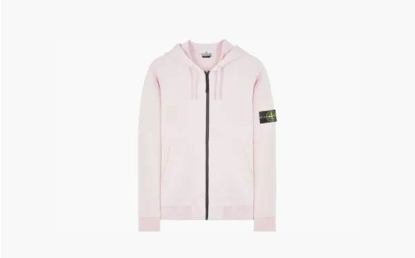 Stone Island Brushed Cotton Full Zip Hoodie Pink