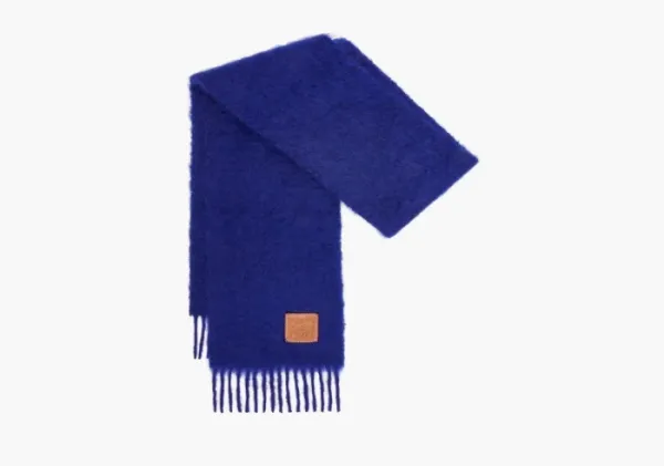 Loewe Scarf In Mohair And Wool Midnight Blue
