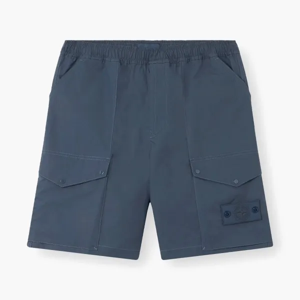 Stone Island All-Weather Cotton Canvas S.I.Ghost Shorts Slate Blue