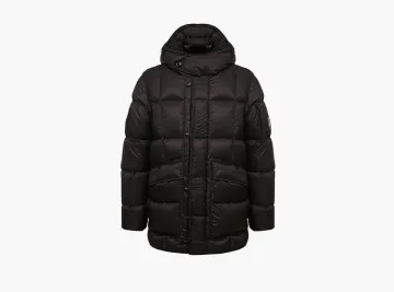 C.P. Company D.D. Shell Down Ripstop Hooded Long Black