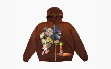 Travis Scott x ECKO Collaboration Funny Print Kangaroo Pocket Hooded Brown