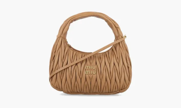 Miu Miu Wander Matelasse Nappa Leather Hobo Bag Caramel