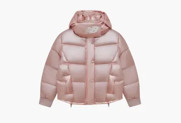 New Balance Cropped Hooded Down Jacket Pink