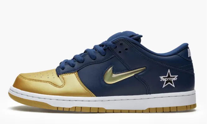 Кроссовки Nike SB Dunk Low «Supreme Jewel Swoosh - Gold» синий