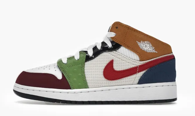 Кроссовки Air Jordan 1 Mid SE GS «Messy Room» разноцветный